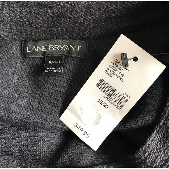 Lane Bryant Dark Gray Knit Pullover Sweater Top Beaded Ruffle 18/20 NWT $50 - Picture 5 of 6